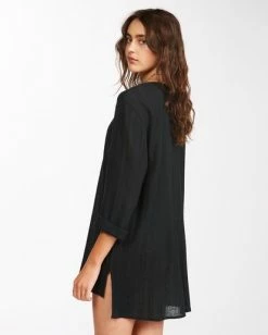 BILLABONG Blue Skies Mini Beach Cover-Up BLACK PEBBLE -Women Clothing Shop abjx600169 billabongw bpb bck1