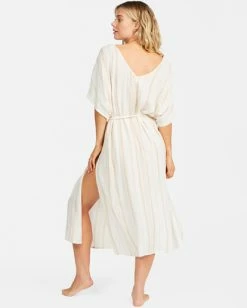 BILLABONG Sandy Shore Midi Beach Cover-Up WHITE/MULTI -Women Clothing Shop abjx600172 billabongw wmu bck1