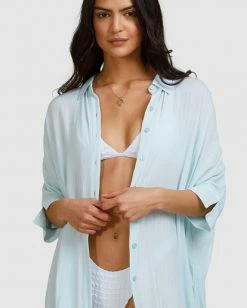 BILLABONG Beach Dream Cover-Up Dress PASTEL BLUE -Women Clothing Shop abjx600181 billabongw beh0 dtl1