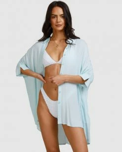 BILLABONG Beach Dream Cover-Up Dress PASTEL BLUE -Women Clothing Shop abjx600181 billabongw beh0 frt1
