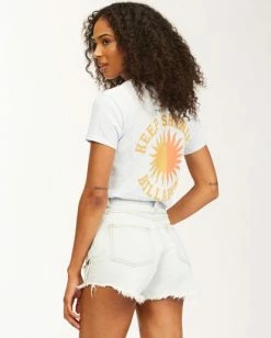 BILLABONG Keep Shining Short Sleeve T-Shirt ICE BLUE -Women Clothing Shop abjzt00172 billabongw icb bck2