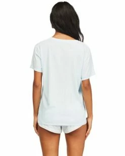 BILLABONG Flower Power T-Shirt DREAM BLUE -Women Clothing Shop abjzt00299 billabongw dre bck1