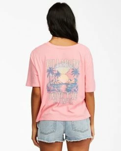 BILLABONG Under The Sun T-Shirt CORAL PINK -Women Clothing Shop abjzt00316 billabongw cak bck1