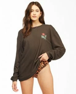 BILLABONG Soak Up The Sun Long Sleeve T-Shirt OFF BLACK