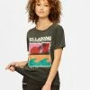 BILLABONG Live By The Tides Overdyed Boyfriend T-Shirt OFF BLACK