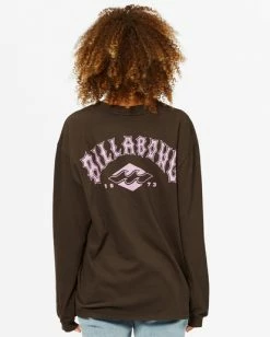 BILLABONG Heritage Arc Long Sleeve T-Shirt OFF BLACK -Women Clothing Shop abjzt00387 billabongw ofb bck1