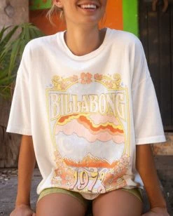 BILLABONG Wild Mountain Oversized Graphic T-Shirt SALT CRYSTAL