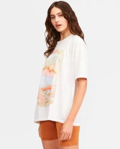 BILLABONG Wild Mountain Oversized Graphic T-Shirt SALT CRYSTAL -Women Clothing Shop abjzt00428 billabongw scs sd1
