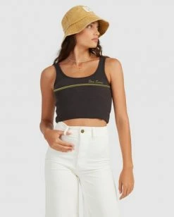 BILLABONG Stay Sunny Tank Top OFF BLACK -Women Clothing Shop abjzt00438 billabongw ofb frt2
