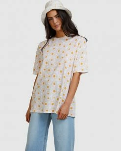 BILLABONG Daisy Chain T-Shirt WHITE -Women Clothing Shop abjzt00464 billabongw wht frt1