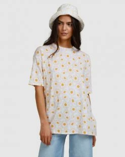 BILLABONG Daisy Chain T-Shirt WHITE -Women Clothing Shop abjzt00464 billabongw wht frt2