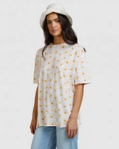 BILLABONG Daisy Chain T-Shirt WHITE -Women Clothing Shop abjzt00464 billabongw wht sd1