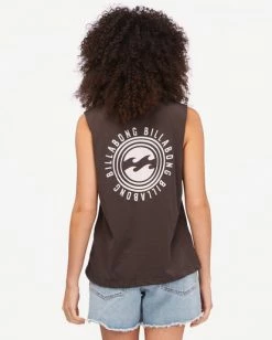 BILLABONG Pool Side Muscle Tank Top OFF BLACK -Women Clothing Shop abjzt00599 billabongw ofb bck1