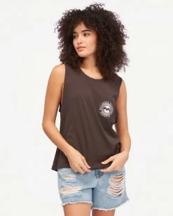 BILLABONG Pool Side Muscle Tank Top OFF BLACK