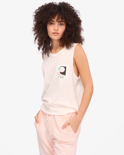 BILLABONG Sun Bleached View Muscle Tank Top SALT CRYSTAL 2 BILLABONG Sun Bleached View Muscle Tank Top SALT CRYSTAL - Image 2
