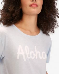 BILLABONG Aloha And Mahalo Boyfriend T-Shirt ICE BLUE -Women Clothing Shop abjzt00606 billabongw icb dtl1
