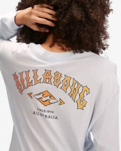 BILLABONG Arch Long Sleeve T-Shirt ICE BLUE -Women Clothing Shop abjzt00615 billabongw icb dtl2