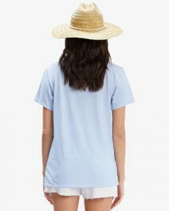 BILLABONG Pipeline Tube Overdyed Boyfriend T-Shirt DREAM BLUE -Women Clothing Shop abjzt00681 billabongw dre bck1