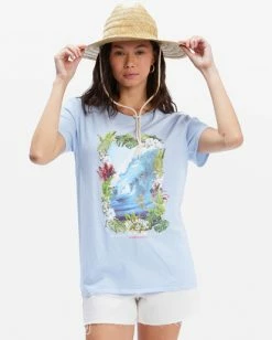 BILLABONG Pipeline Tube Overdyed Boyfriend T-Shirt DREAM BLUE