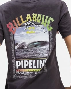BILLABONG Pipeline Poster Overdyed Boyfriend T-Shirt OFF BLACK -Women Clothing Shop abjzt00682 billabongw ofb dtl1