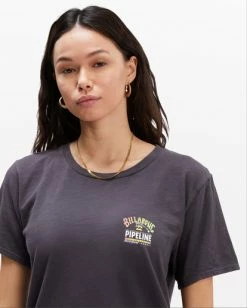 BILLABONG Pipeline Poster Overdyed Boyfriend T-Shirt OFF BLACK -Women Clothing Shop abjzt00682 billabongw ofb dtl2