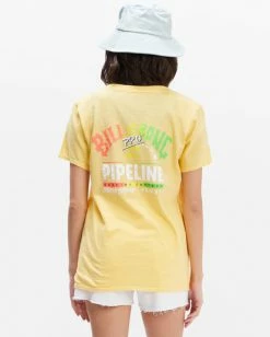 BILLABONG Pipeline Overdyed Boyfriend T-Shirt STAY GOLDEN -Women Clothing Shop abjzt00683 billabongw yfw0 bck1
