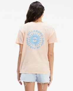 BILLABONG Lost In Paradise Boyfriend T-Shirt TROPICAL PEACH -Women Clothing Shop abjzt00735 billabongw tpe bck1