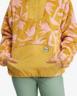 BILLABONG Color Shot Pullover Quarter-Zip Fleece HONEY -Women Clothing Shop ebjft00107 billabongw hon dtl3