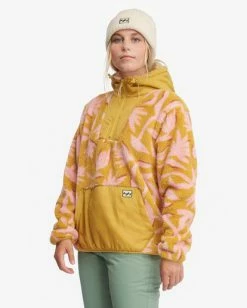 BILLABONG Color Shot Pullover Quarter-Zip Fleece HONEY -Women Clothing Shop ebjft00107 billabongw hon sd1