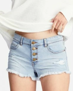 BILLABONG Buttoned Up Denim Shorts SEA BLEACH -Women Clothing Shop j204gbut billabongw igr dtl1