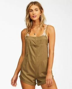 BILLABONG Wild Pursuit Overalls Romper NUTMEG -Women Clothing Shop j204tbwi billabongw sag frt1