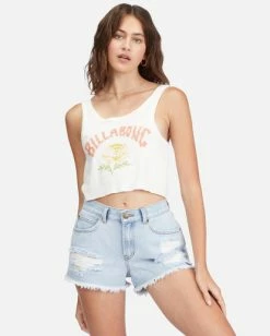 BILLABONG Drift Away Frayed Denim Shorts COSTA BLUE