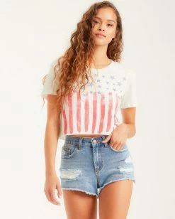 BILLABONG Painted Flag T-Shirt SALT CRYSTAL