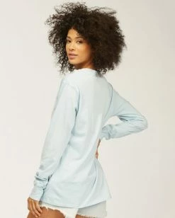 BILLABONG Line Up Crew Neck Sweatshirt VISTA BLUE -Women Clothing Shop j4463lnd billabongwg vis bck1