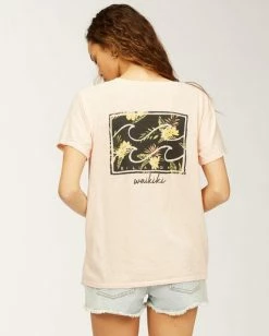 BILLABONG Waikiki Flower T-Shirt PEACHY -Women Clothing Shop j4673fwi billabongw pcy bck1