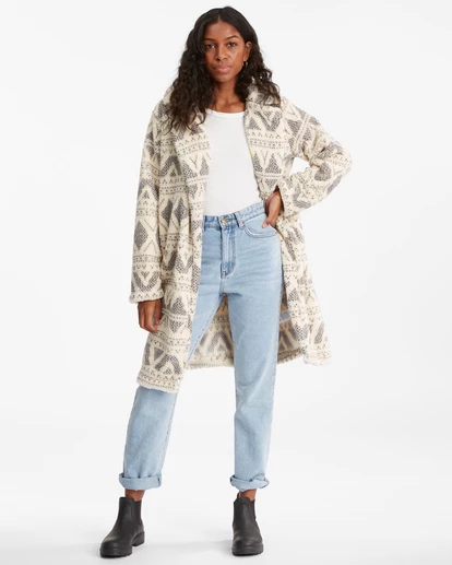 BILLABONG Montreal Longline Open Teddy Bear Jacket SALT CRYSTAL 1 4 BILLABONG Montreal Longline Open Teddy Bear Jacket SALT CRYSTAL 1 - Image 4