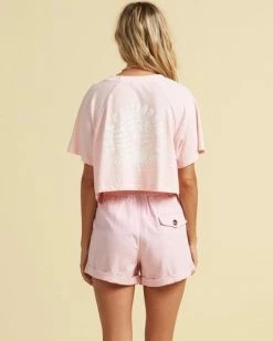 BILLABONG Salty Blonde Just Beachin Cropped T-Shirt PRIMROSE -Women Clothing Shop j9123bju billabongw prr bck1