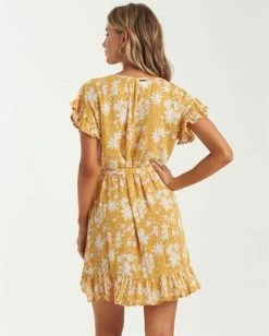 BILLABONG Wrap And Roll Dress BRIGHT GOLD -Women Clothing Shop jd331bwr billabongw big bck1