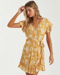 BILLABONG Wrap And Roll Dress BRIGHT GOLD -Women Clothing Shop jd331bwr billabongw big frt2