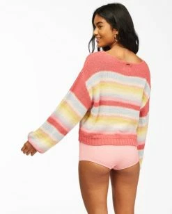 BILLABONG Seeing Stripes Sweater LEMONGRASS -Women Clothing Shop jv033bse billabongw rvi bck1