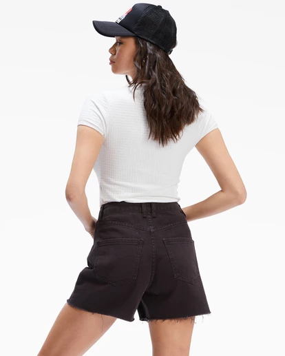 BILLABONG Riley Cut-Off Denim Shorts WASHED BLACK 8 BILLABONG Riley Cut-Off Denim Shorts WASHED BLACK - Image 8