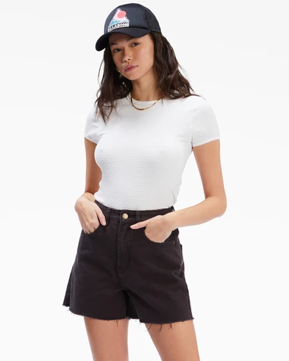 BILLABONG Riley Cut-Off Denim Shorts WASHED BLACK 5 BILLABONG Riley Cut-Off Denim Shorts WASHED BLACK - Image 5