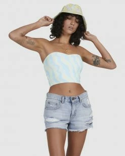 BILLABONG My Wave Top Strapless Bodycon Top LEMON LIME