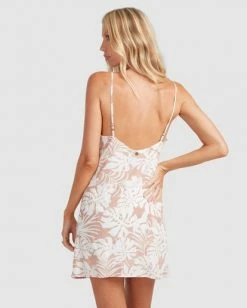 BILLABONG Faded Palms Summer Lover Slip Dress TAN -Women Clothing Shop ubjwd00118 billabongw tan bck1