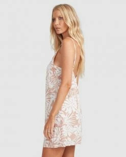 BILLABONG Faded Palms Summer Lover Slip Dress TAN -Women Clothing Shop ubjwd00118 billabongw tan sd1
