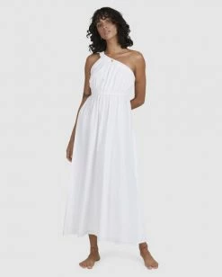 BILLABONG Shorebird Maxi One-Shoulder Dress WHITE