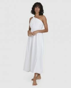BILLABONG Shorebird Maxi One-Shoulder Dress WHITE -Women Clothing Shop ubjwd00177 billabongw wht frt2