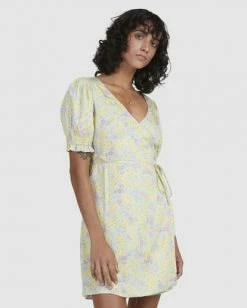 BILLABONG Tempest Wrap Dress LEMON LIME
