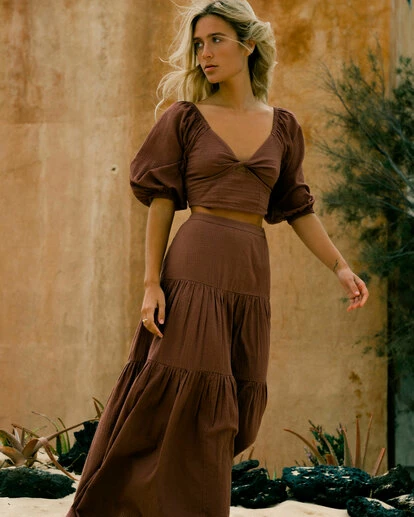 BILLABONG Del Sole Maxi Skirt CHOCOLATE 1 BILLABONG Del Sole Maxi Skirt CHOCOLATE