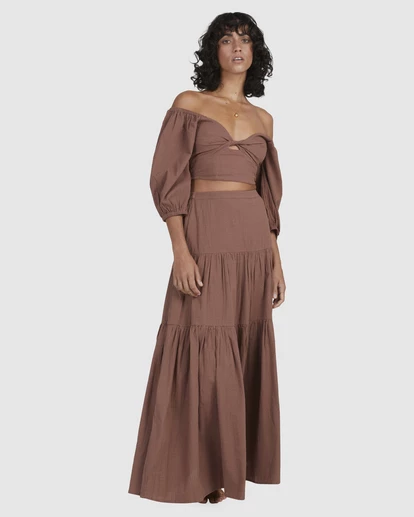 BILLABONG Del Sole Maxi Skirt CHOCOLATE 2 BILLABONG Del Sole Maxi Skirt CHOCOLATE - Image 2
